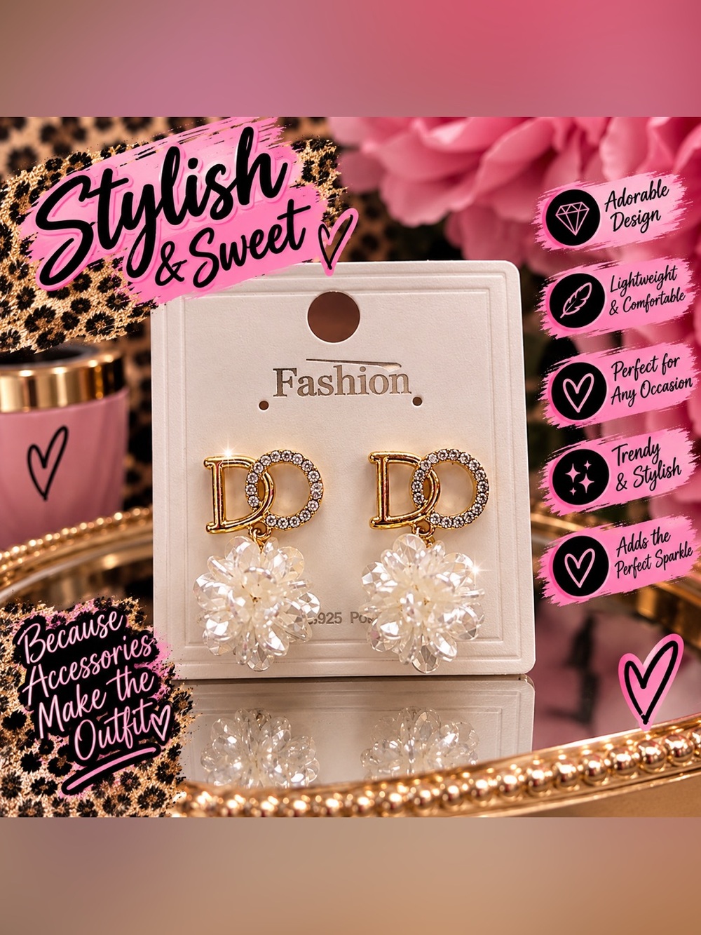 ✨ NEW ✨ Gold & Crystal Flower Drop Earrings ✨